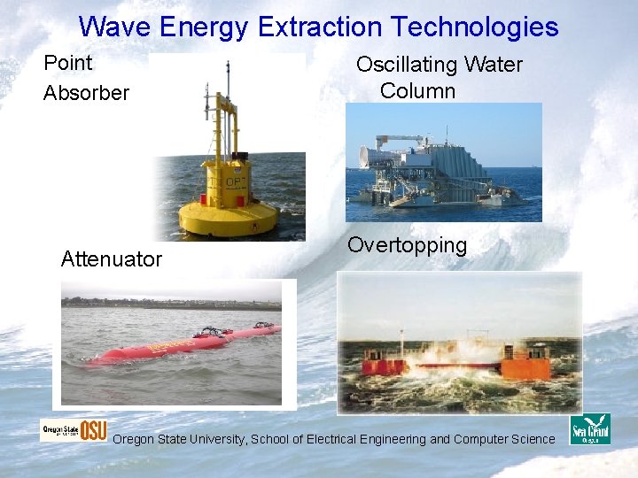 Wave Energy Extraction Technologies Point Absorber Attenuator Oscillating Water Column Overtopping Oregon State University, Wave Energy Extraction Technologies Point Absorber Attenuator Oscillating Water Column Overtopping Oregon State University,