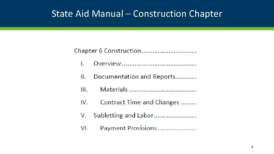 State Aid Manual – Construction Chapter 3 