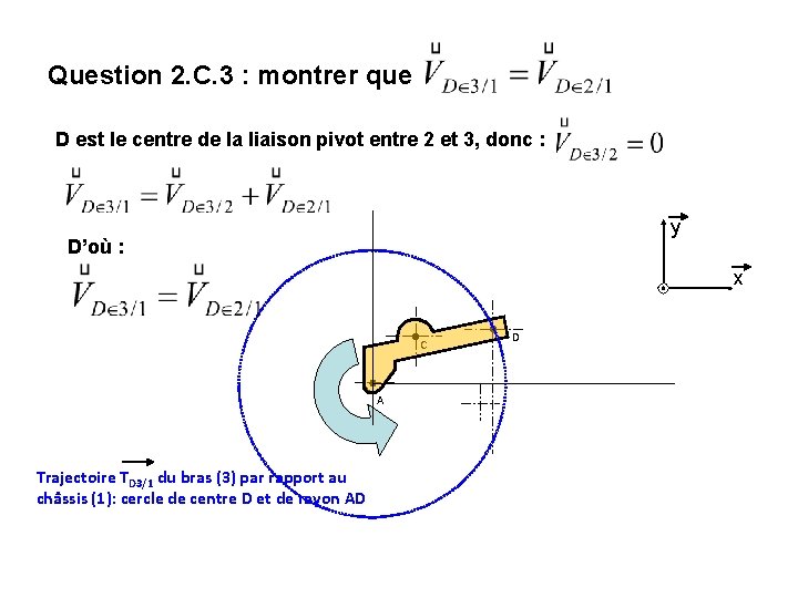 Question 2. C. 3 : montrer que D est le centre de la liaison Question 2. C. 3 : montrer que D est le centre de la liaison