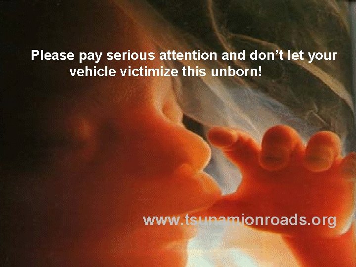 Please pay serious attention and don’t let your vehicle victimize this unborn! www. tsunamionroads.