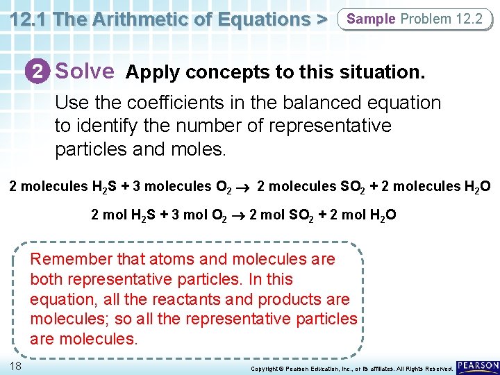 12. 1 The Arithmetic of Equations > Sample Problem 12. 2 2 Solve Apply 12. 1 The Arithmetic of Equations > Sample Problem 12. 2 2 Solve Apply