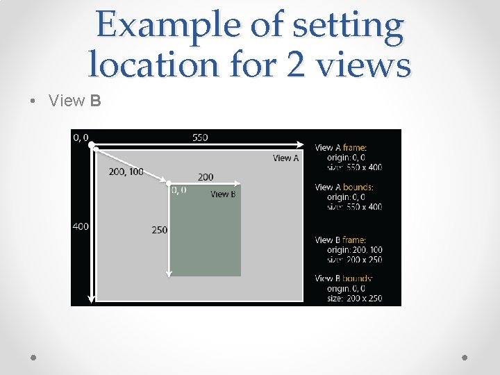 Example of setting location for 2 views • View B 