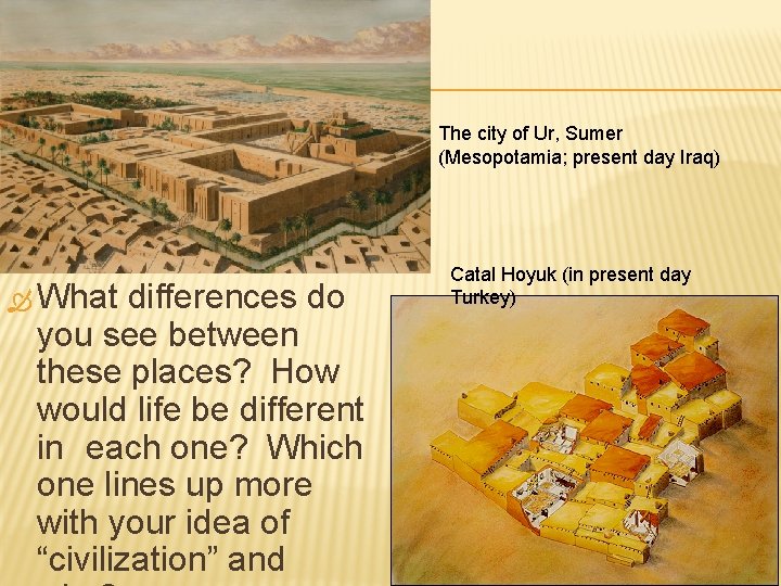 The city of Ur, Sumer (Mesopotamia; present day Iraq) What differences do you see