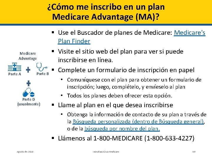 ¿Cómo me inscribo en un plan Medicare Advantage (MA)? Medicare Advantage Parte A Parte