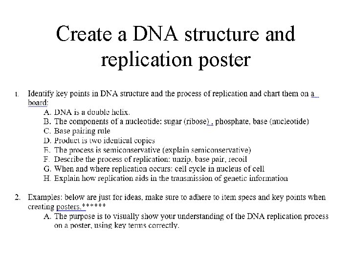 Create a DNA structure and replication poster 