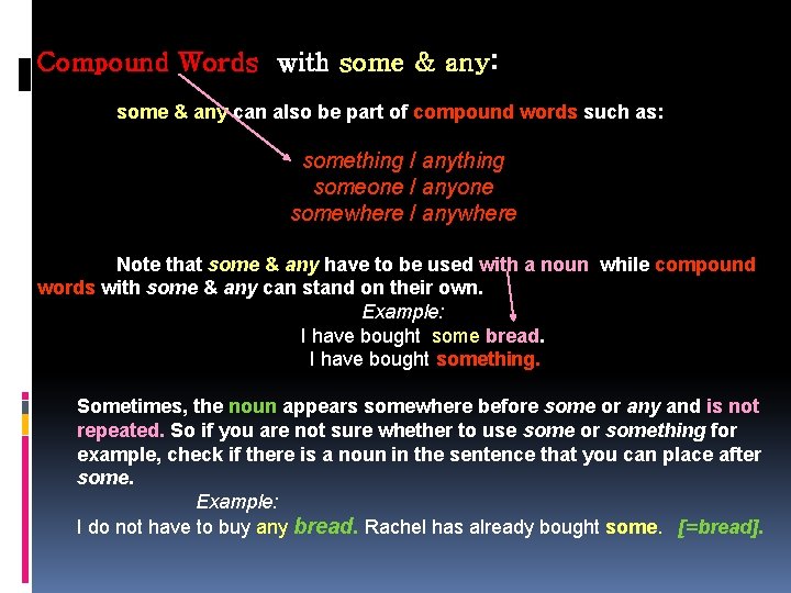 Compound Words with some & any: some & any can also be part of Compound Words with some & any: some & any can also be part of