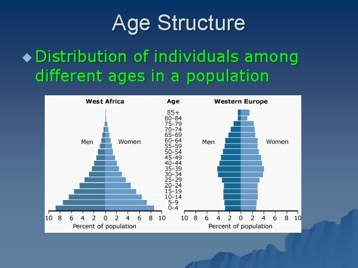 Age Structure u Distribution of individuals among different ages in a population 