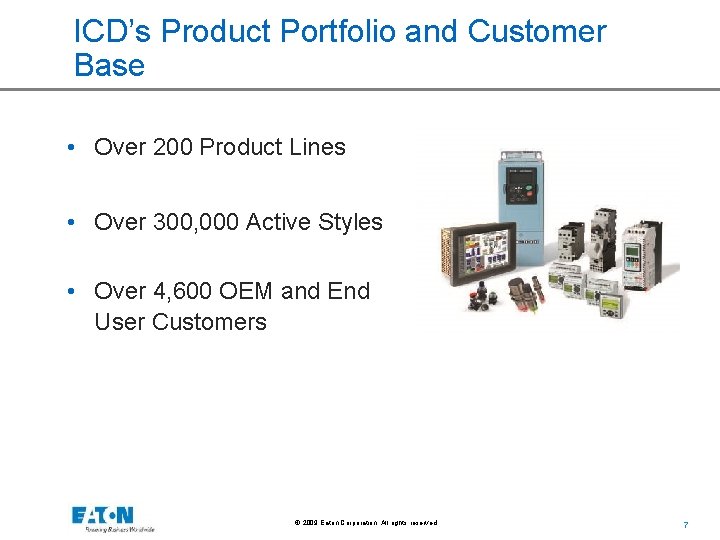 ICD’s Product Portfolio and Customer Base • Over 200 Product Lines • Over 300,