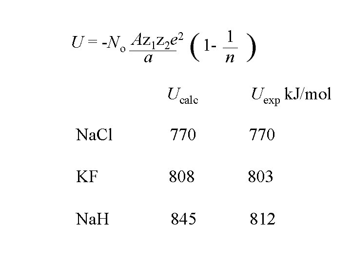 2 Az z e U = -No 1 2 a 1 1 n Ucalc