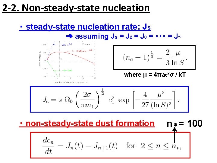 2 -2. Non-steady-state nucleation 　　　　 ・ steady-state nucleation rate: Js ➔ assuming Js =