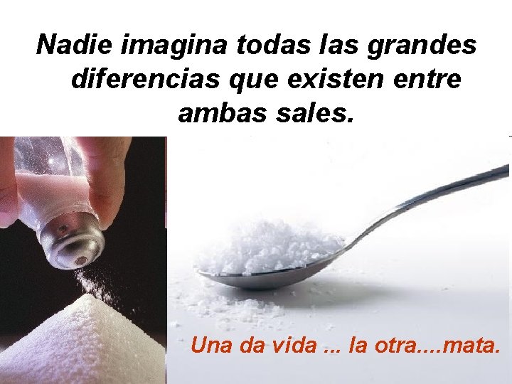 Nadie imagina todas las grandes diferencias que existen entre ambas sales. Una da vida.