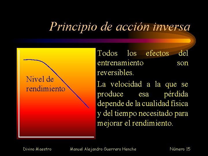 Principio de acción inversa Nivel de rendimiento Divino Maestro Todos los efectos del entrenamiento