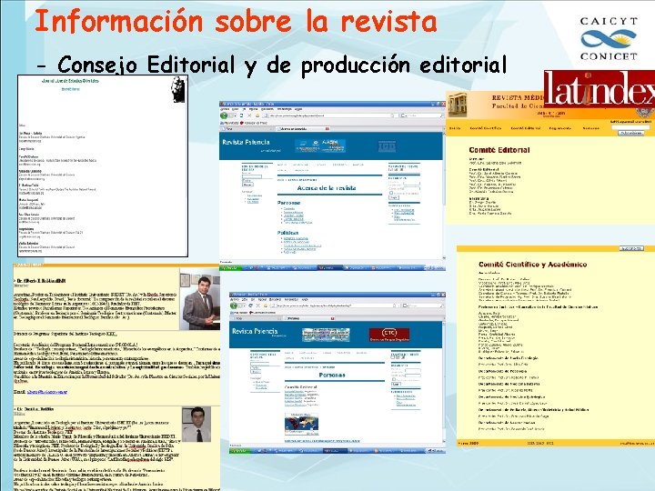 Información sobre la revista - Consejo Editorial y de producción editorial 