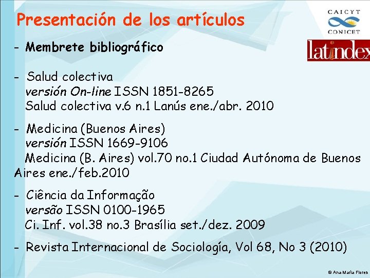 Presentación de los artículos - Membrete bibliográfico - Salud colectiva versión On-line ISSN 1851