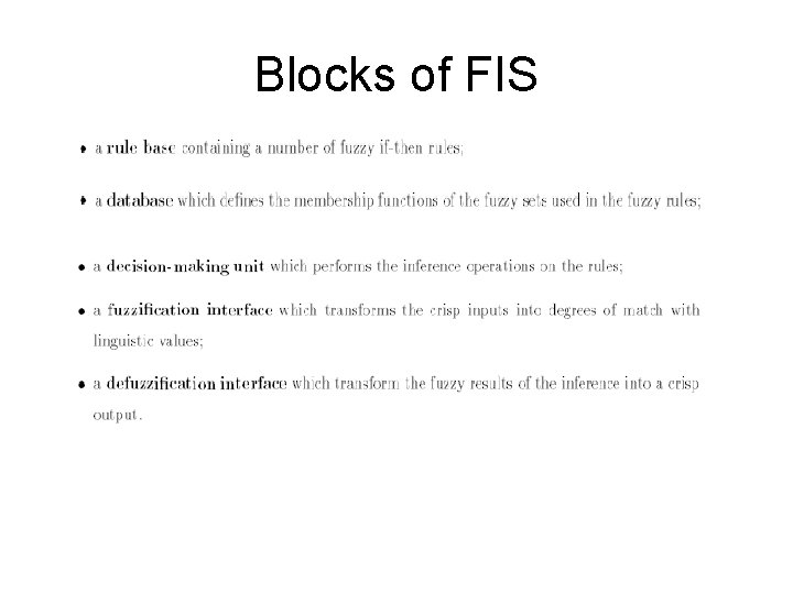 Blocks of FIS 