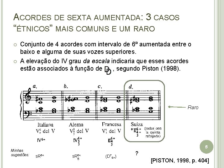 ACORDES DE SEXTA AUMENTADA: 3 CASOS “ÉTNICOS” MAIS COMUNS E UM RARO Conjunto de