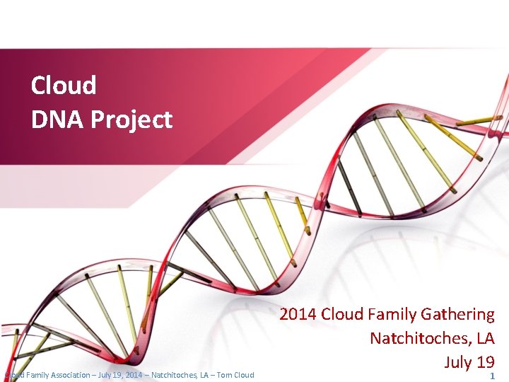 Cloud DNA Project Cloud Family Association – July 19, 2014 – Natchitoches, LA –