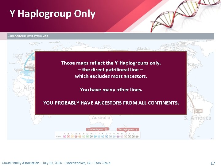 Y Haplogroup Only Those maps reflect the Y-Haplogroups only, – the direct patrilineal line