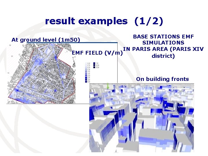 result examples (1/2) BASE STATIONS EMF SIMULATIONS IN PARIS AREA (PARIS XIV EMF FIELD