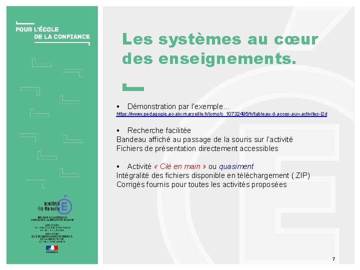 Les systèmes au cœur des enseignements. § Démonstration par l’exemple… https: //www. pedagogie. ac-aix-marseille.