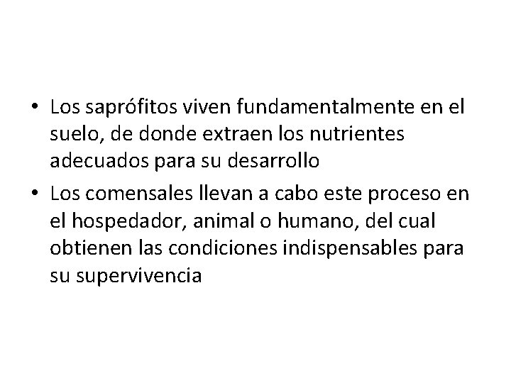  • Los saprófitos viven fundamentalmente en el suelo, de donde extraen los nutrientes