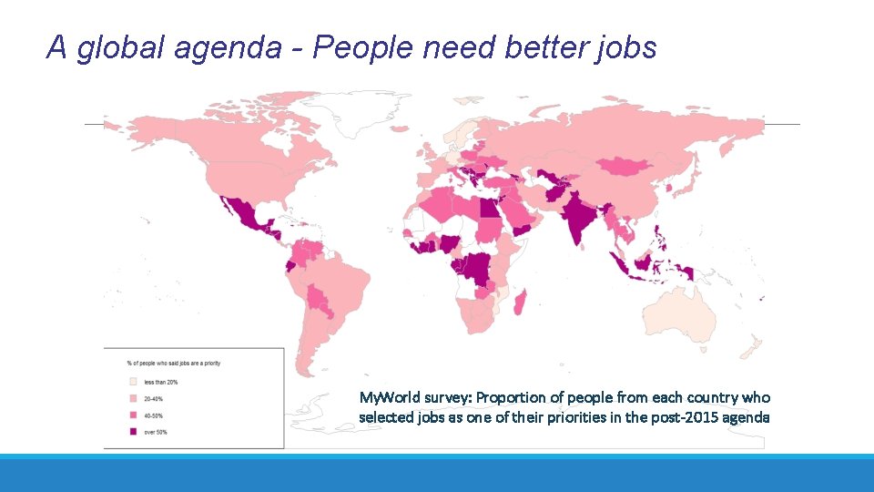 A global agenda - People need better jobs My. World survey: Proportion of people