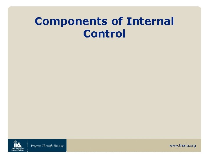 Components of Internal Control www. theiia. org 