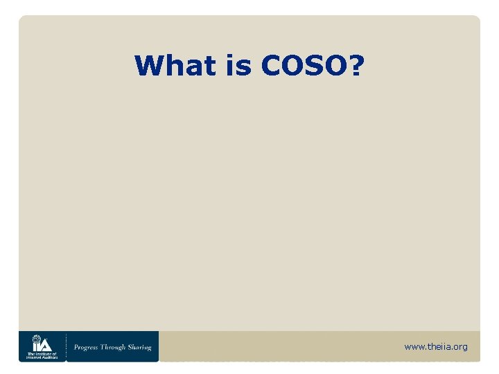 What is COSO? www. theiia. org 
