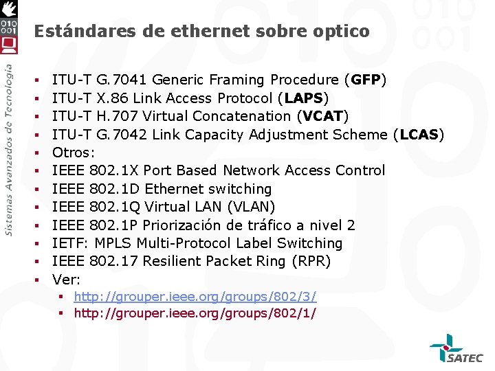 Estándares de ethernet sobre optico § § § ITU-T G. 7041 Generic Framing Procedure
