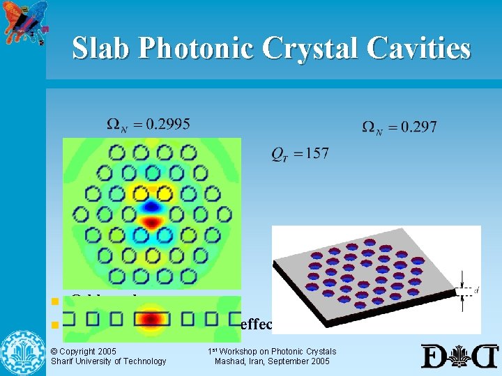 Slab Photonic Crystal Cavities n n Odd mode : 3 D : © Copyright