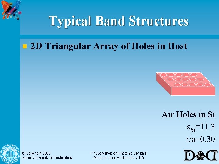 Typical Band Structures n 2 D Triangular Array of Holes in Host Air Holes