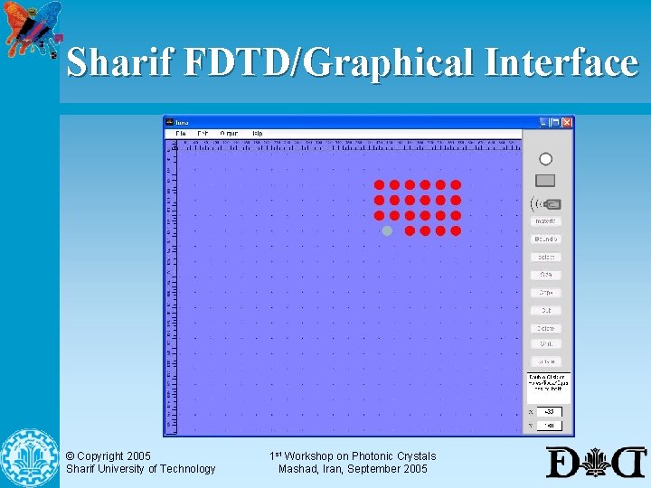 Sharif FDTD/Graphical Interface © Copyright 2005 Sharif University of Technology 1 st Workshop on