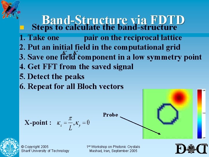 n Band-Structure via FDTD Steps to calculate the band-structure 1. Take one pair on