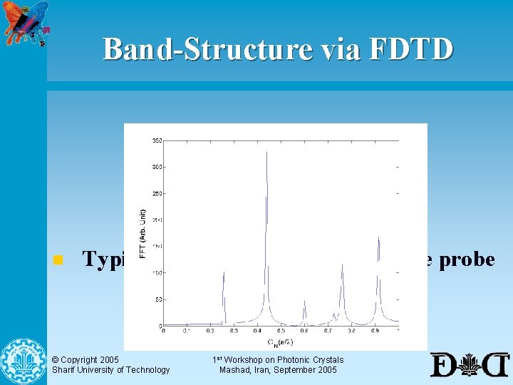 Band-Structure via FDTD n Typical spectrum obtained from the probe © Copyright 2005 Sharif