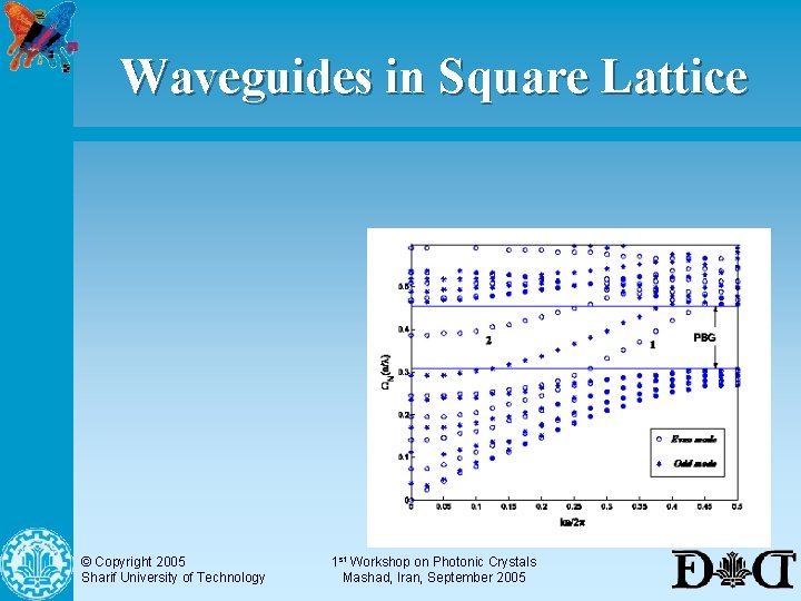 Waveguides in Square Lattice © Copyright 2005 Sharif University of Technology 1 st Workshop