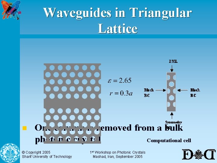 Waveguides in Triangular Lattice n One column is removed from a bulk Computational cell