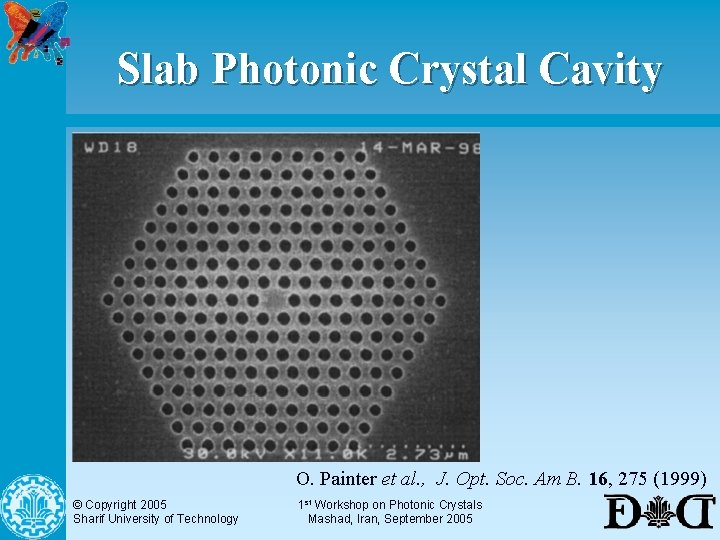 Slab Photonic Crystal Cavity O. Painter et al. , J. Opt. Soc. Am B.