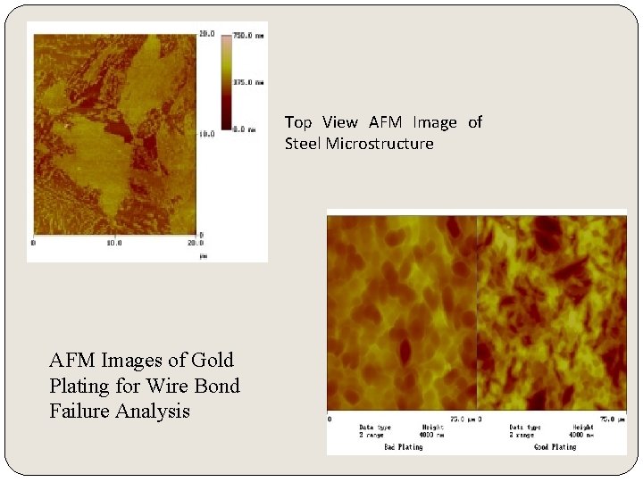 Top View AFM Image of Steel Microstructure AFM Images of Gold Plating for Wire