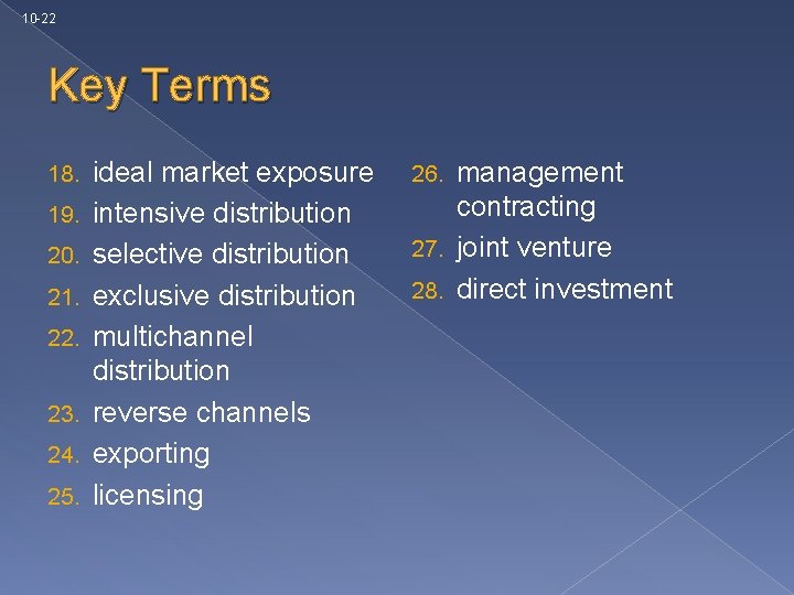 10 -22 Key Terms 18. 19. 20. 21. 22. 23. 24. 25. ideal market