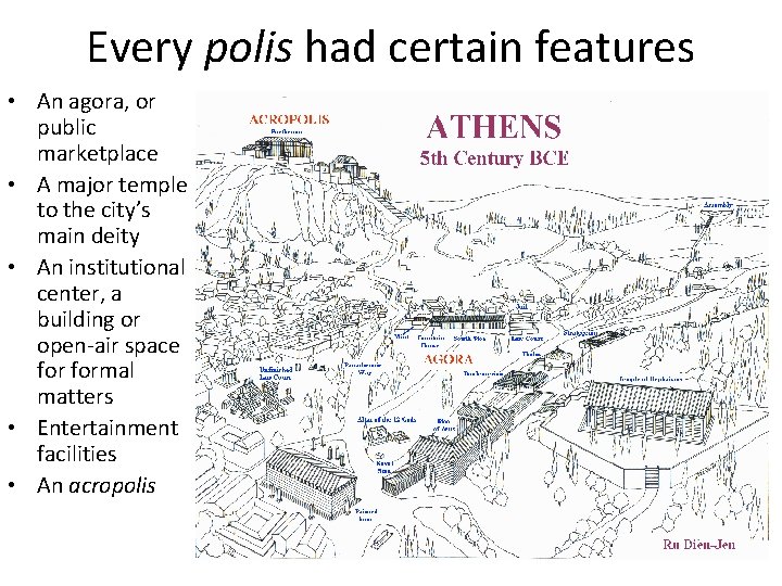 Every polis had certain features • An agora, or public marketplace • A major