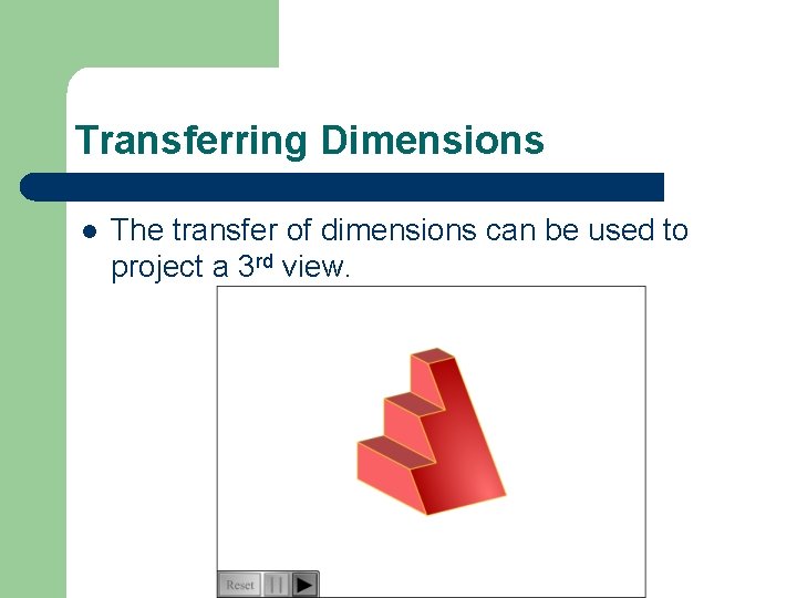 Transferring Dimensions l The transfer of dimensions can be used to project a 3