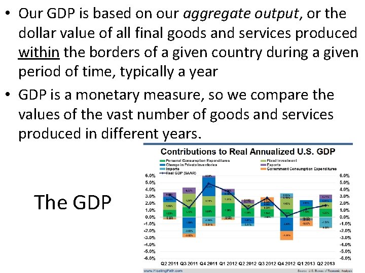  • Our GDP is based on our aggregate output, or the dollar value