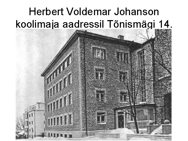 Herbert Voldemar Johanson koolimaja aadressil Tõnismägi 14. 