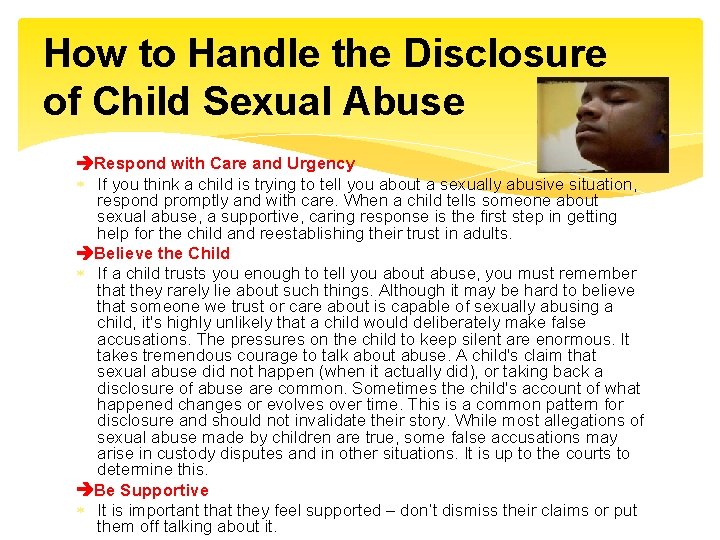 How to Handle the Disclosure of Child Sexual Abuse Respond with Care and Urgency