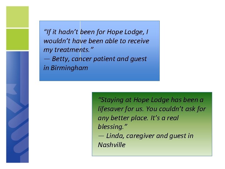 “If it hadn’t been for Hope Lodge, I wouldn’t have been able to receive