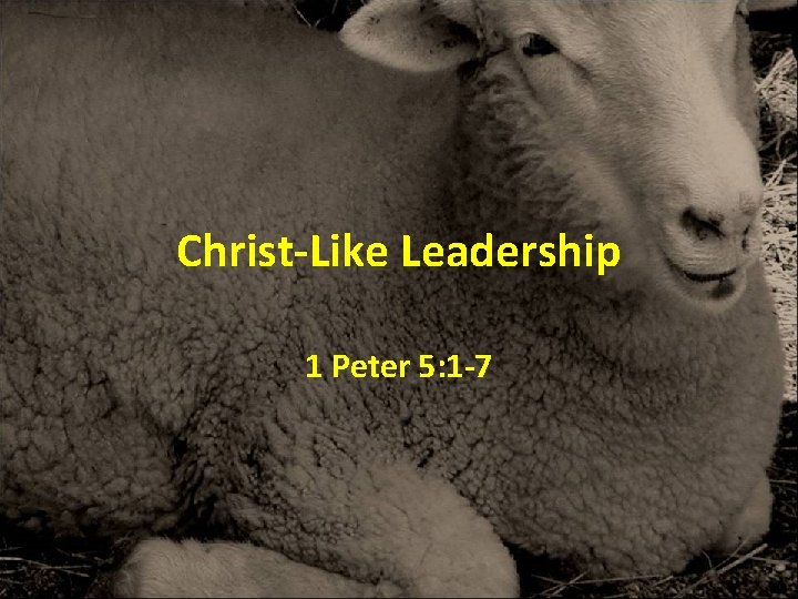Christ-Like Leadership 1 Peter 5: 1 -7 Christ-Like Leadership 1 Peter 5: 1 -7