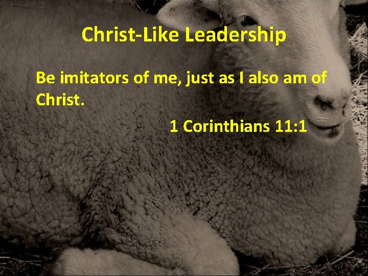 Christ-Like Leadership Be imitators of me, just as I also am of Christ. 1 Christ-Like Leadership Be imitators of me, just as I also am of Christ. 1