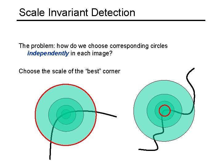 Scale Invariant Detection The problem: how do we choose corresponding circles independently in each