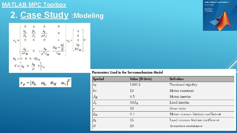 MATLAB MPC Toolbox 2. Case Study : Modeling 