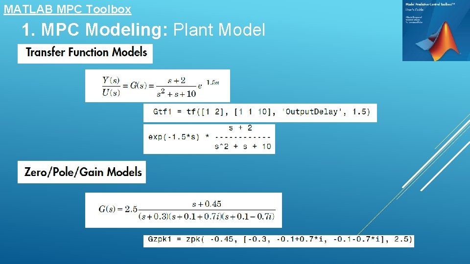 MATLAB MPC Toolbox 1. MPC Modeling: Plant Model 